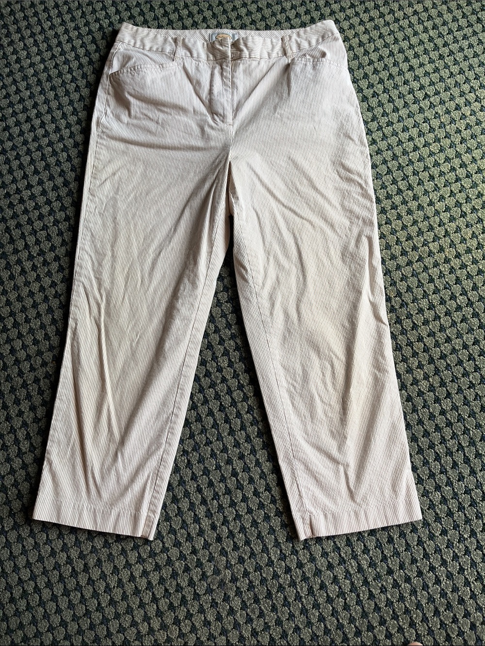 Talbots tan and white stripe pant